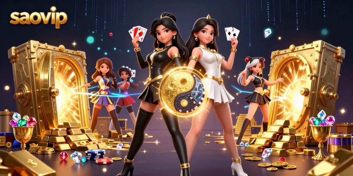 Experience thrilling saovip action with dynamic characters and vibrant casino imagery in an engaging digital scene.