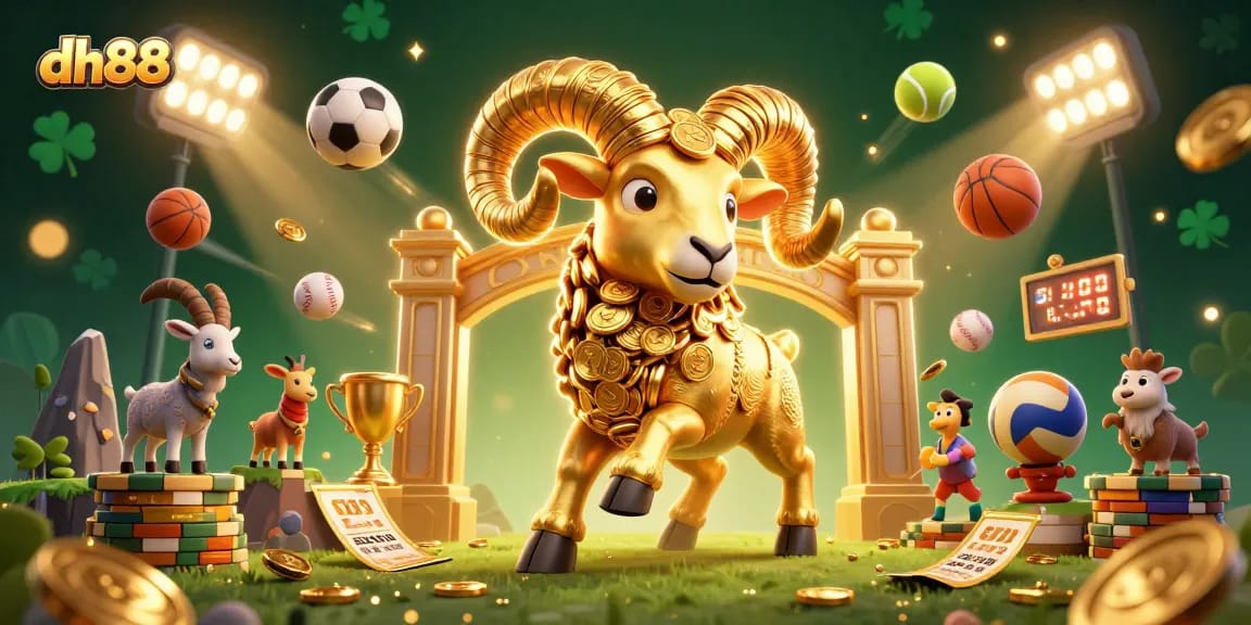 dh88 players enjoy dynamic sports betting action with flying sports balls and golden rewards