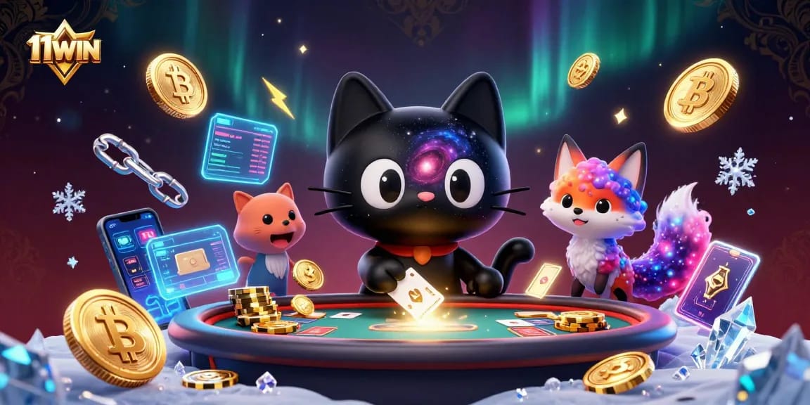 Experience the thrill of the cosmic casino with 11WIN's captivating black hole cat and nebula fox.