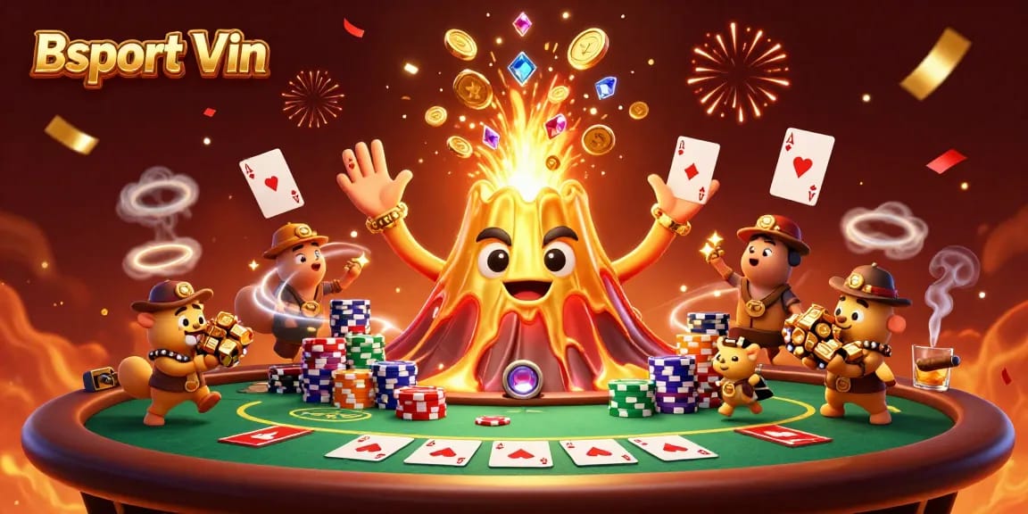Experience exciting gambling moments with Bsport Vin in this vibrant, engaging illustration.