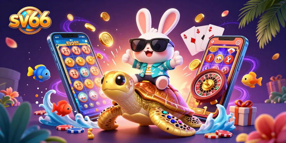 Spin the reels at sv66 for exciting wins with a lucky rabbit in a vibrant casino scene.