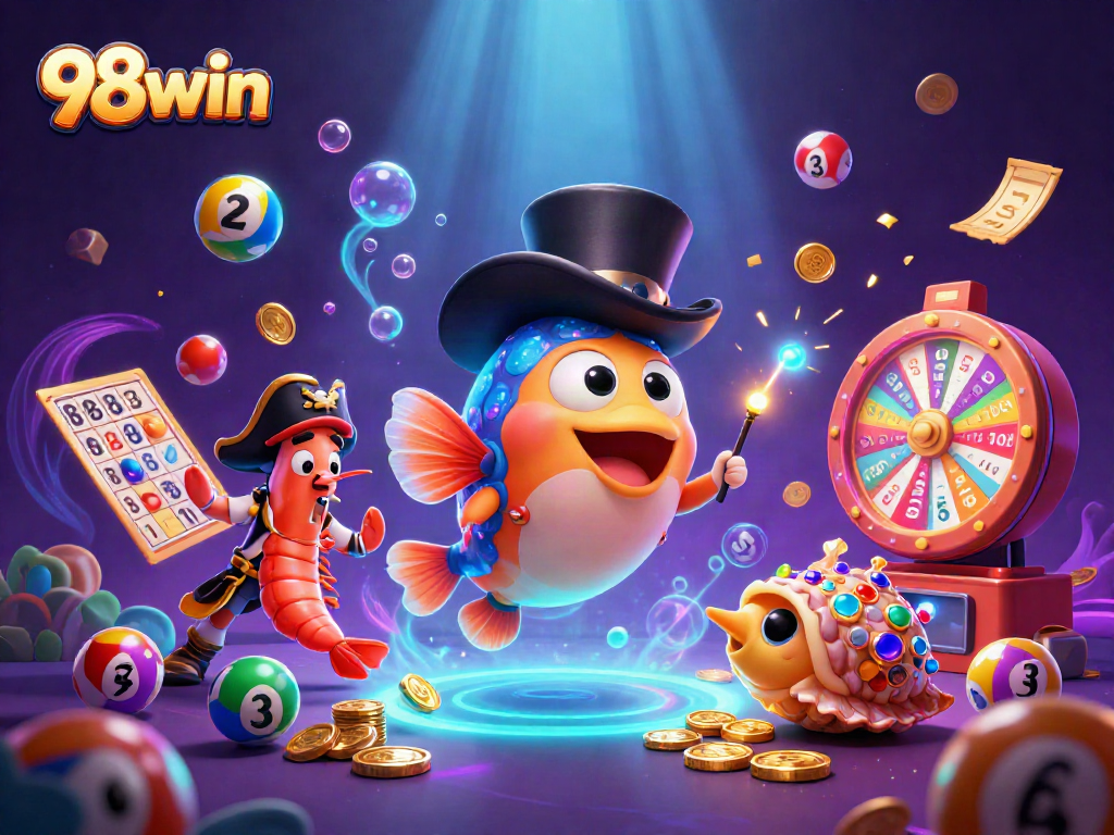 Engage in thrilling gameplay at 98win with vibrant lottery elements and a pirate-themed underwater scene.