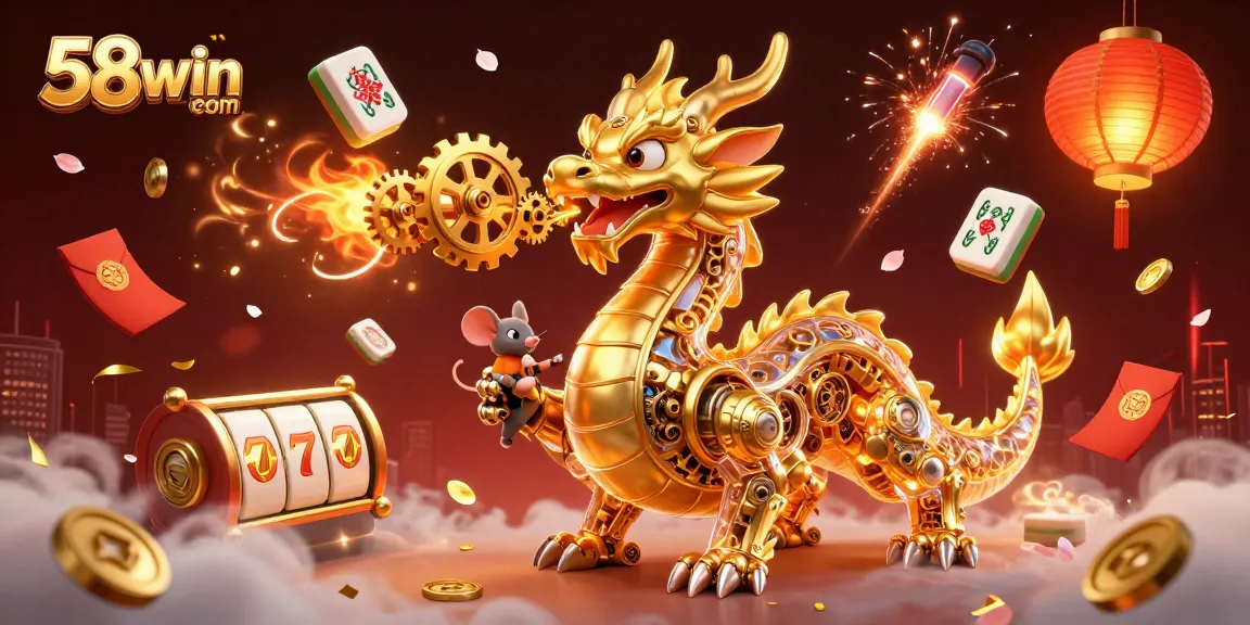 Experience thrilling gameplay at 58win com with vibrant visuals of 3D slot machines and animated dragons.