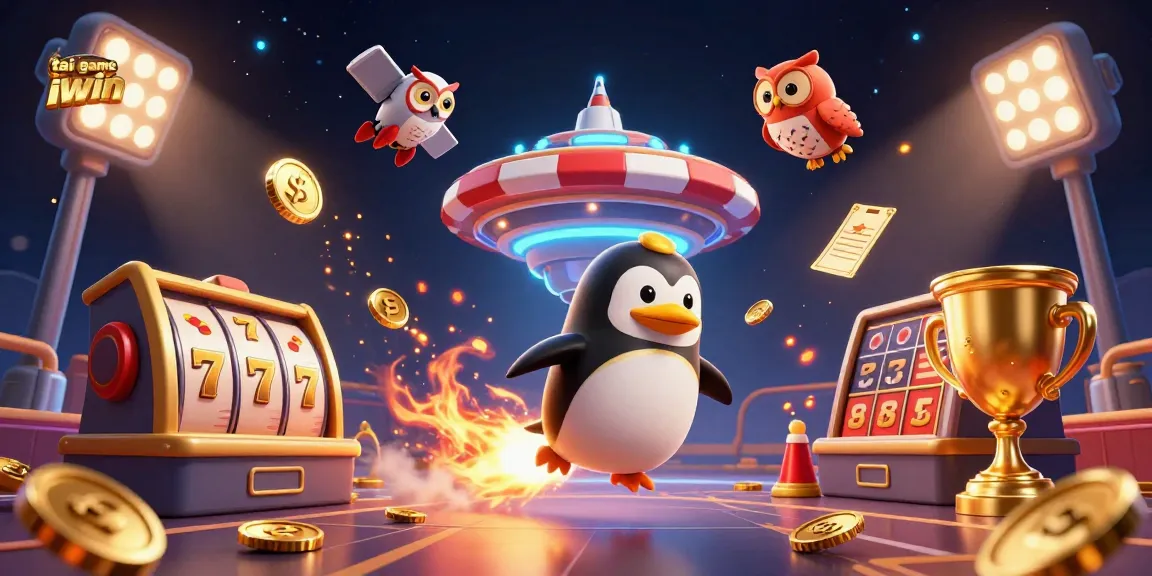Engage with tai game iwin as a golden penguin rockets towards a casino chip space station.