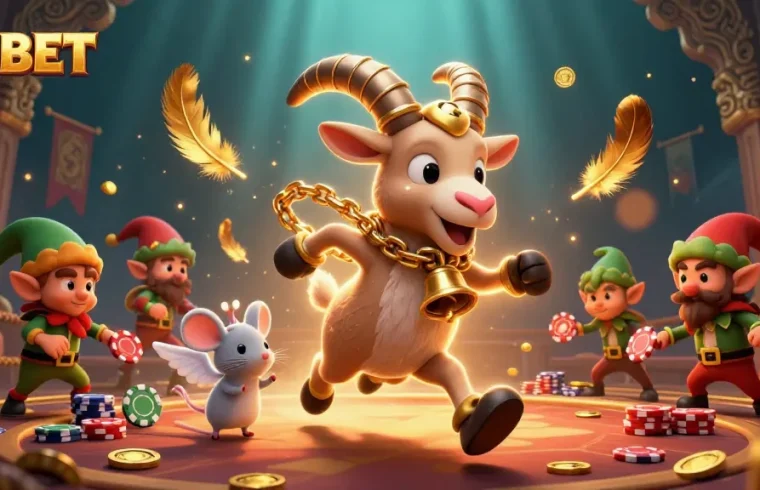 Experience the thrill of HUBET with a vibrant, action-packed casino scene featuring fantastical characters and elements.